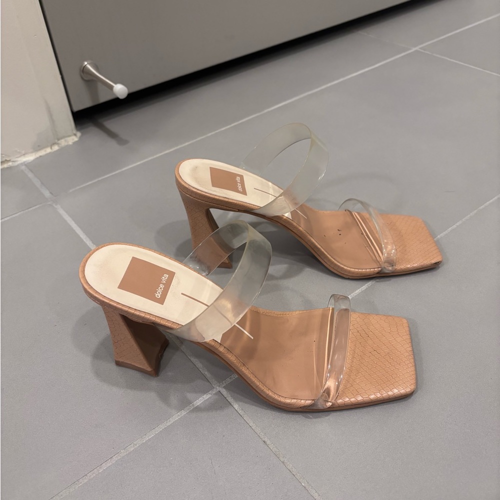 Dolce Vita Clear Strap Tan Heels